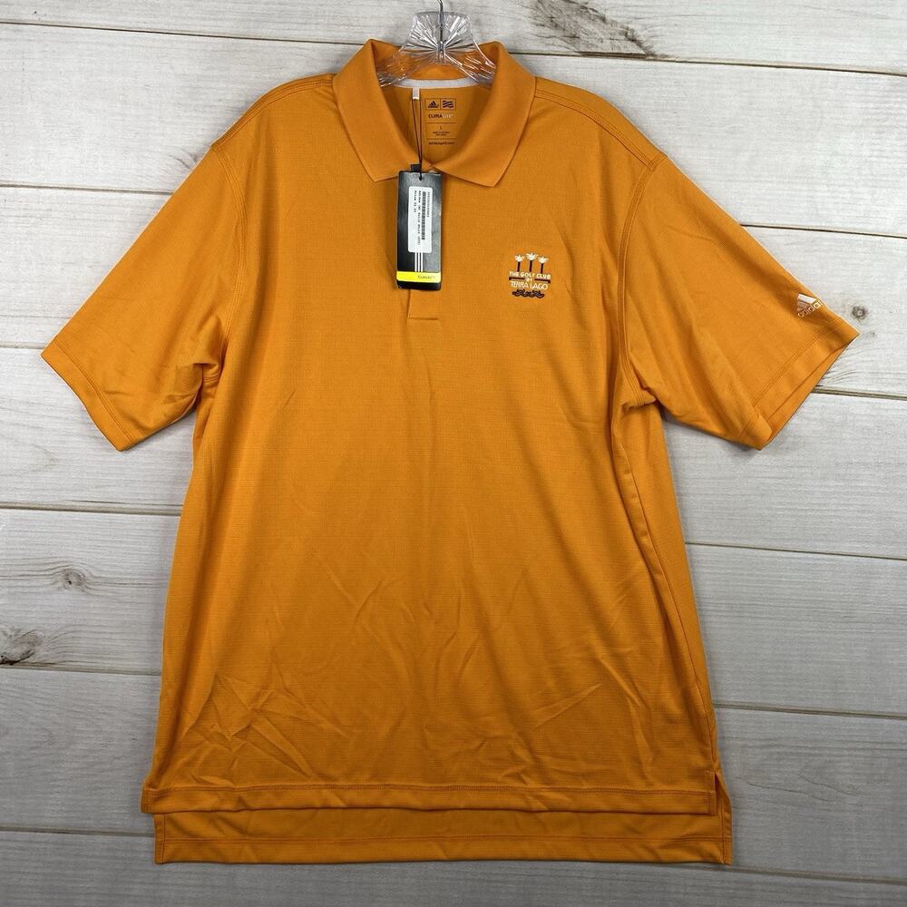 Adidas Climalite Polo Shirt Mens L Orange Short Sleeve Golf Terra Lago NWT